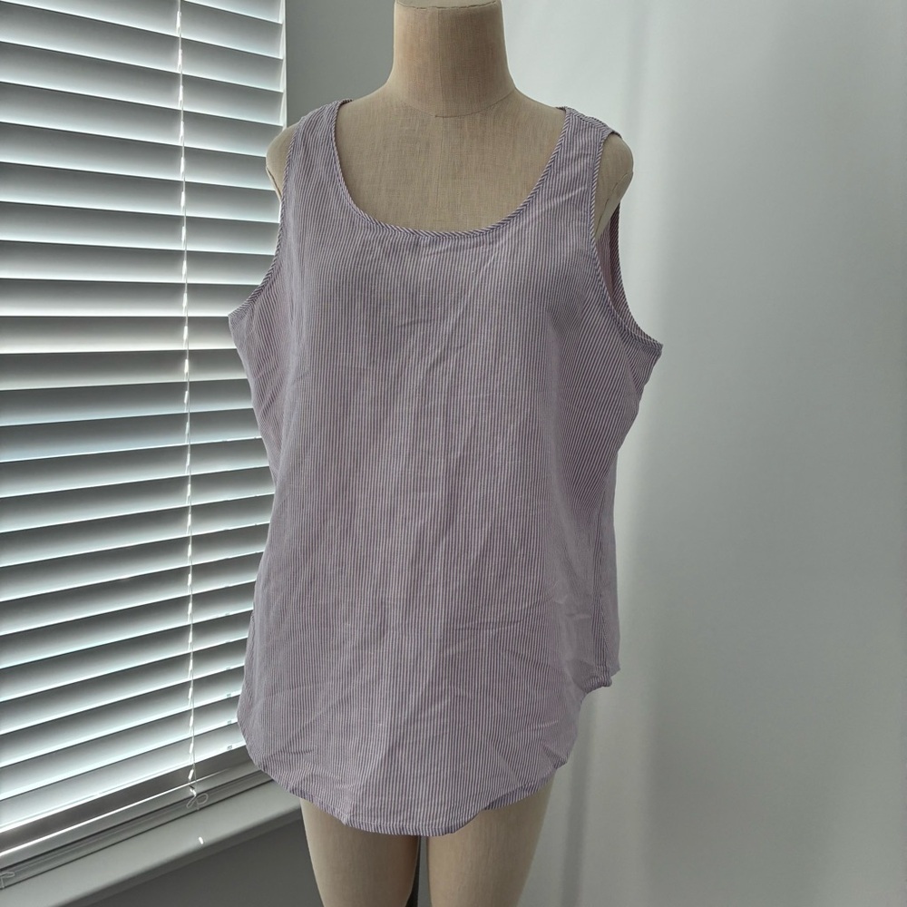 NWT Chico's Women's Linen-Blend Lavender Striped Sleeveless Top